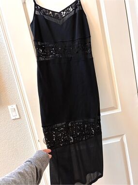 French Connection Lucky Layer MIDI/MAXI Lace Sheer Dress. Goth. Dark Romantic.